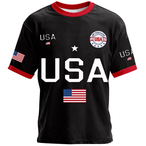 DHFJKG USA Shirts For Men Short Sleeve T Shirt Casual Crew Neck US National Flag Top America's 250Th Anniversary 4Th Of July Tshirts