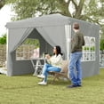 thumbnail image 2 of Outsunny 10' x 10' Pop-Up Canopy Tent, Sidewalls, Carry Bag Included, Grey, 2 of 10