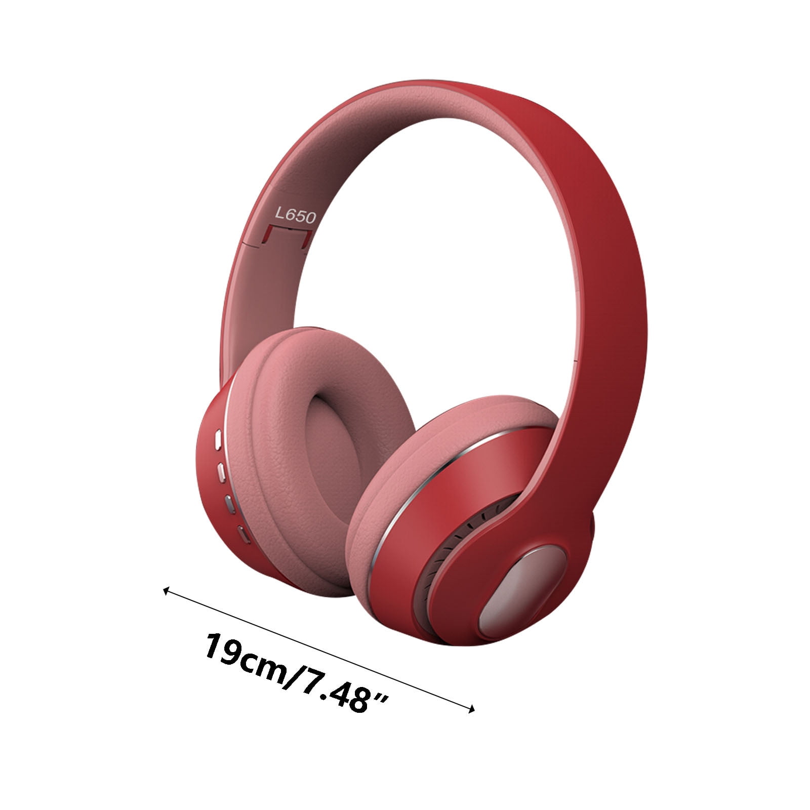 Bluetooth Headset, Wireless Headset with Noise Cancelling Microphone & Mic Mute, 55Hrs Working Time On Ear Bluetooth V5.3 Headphones for Cell Phones Laptop Computer,Red