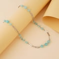 thumbnail image 2 of Shop LC Amazonite Round Beads Stainless Steel Beaded Station Paper Clip Chain Necklace for Women Size 30" Ct 41 Birthday Gifts, 2 of 7
