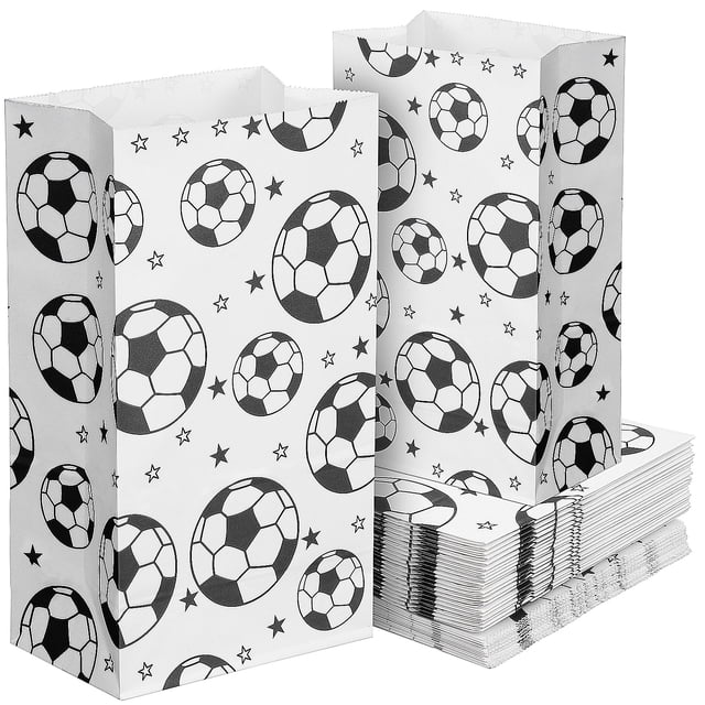 KAKOWELY 40 bolsas de regalo de fútbol, bolsas de papel de fútbol, bolsas de recuerdo de fiesta de fútbol, bolsas de dulces, bolsas de regalo, suministros para fiestas temáticas