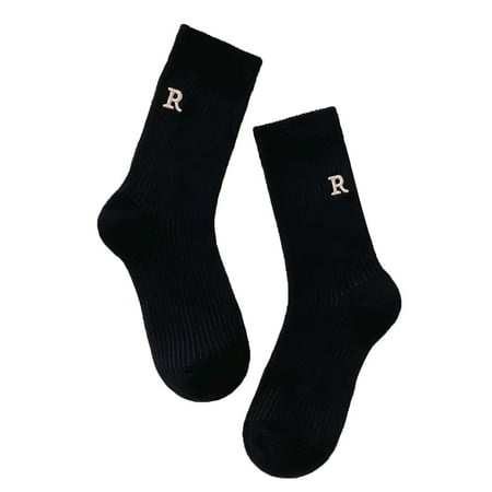 

ZMHEGW Ladies Letter R Embroidered Socks Candy Color Socks Solid Color Long Socks Pile Pile Socks 1-Pack