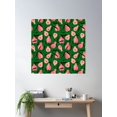 thumbnail image 2 of Pink Blush Pears With Leaves On Green Background Pattern Poster Wall Art, Modern Wall Decor For Living Room Bedroom, 24x24 UNFRAMED, 2 of 3