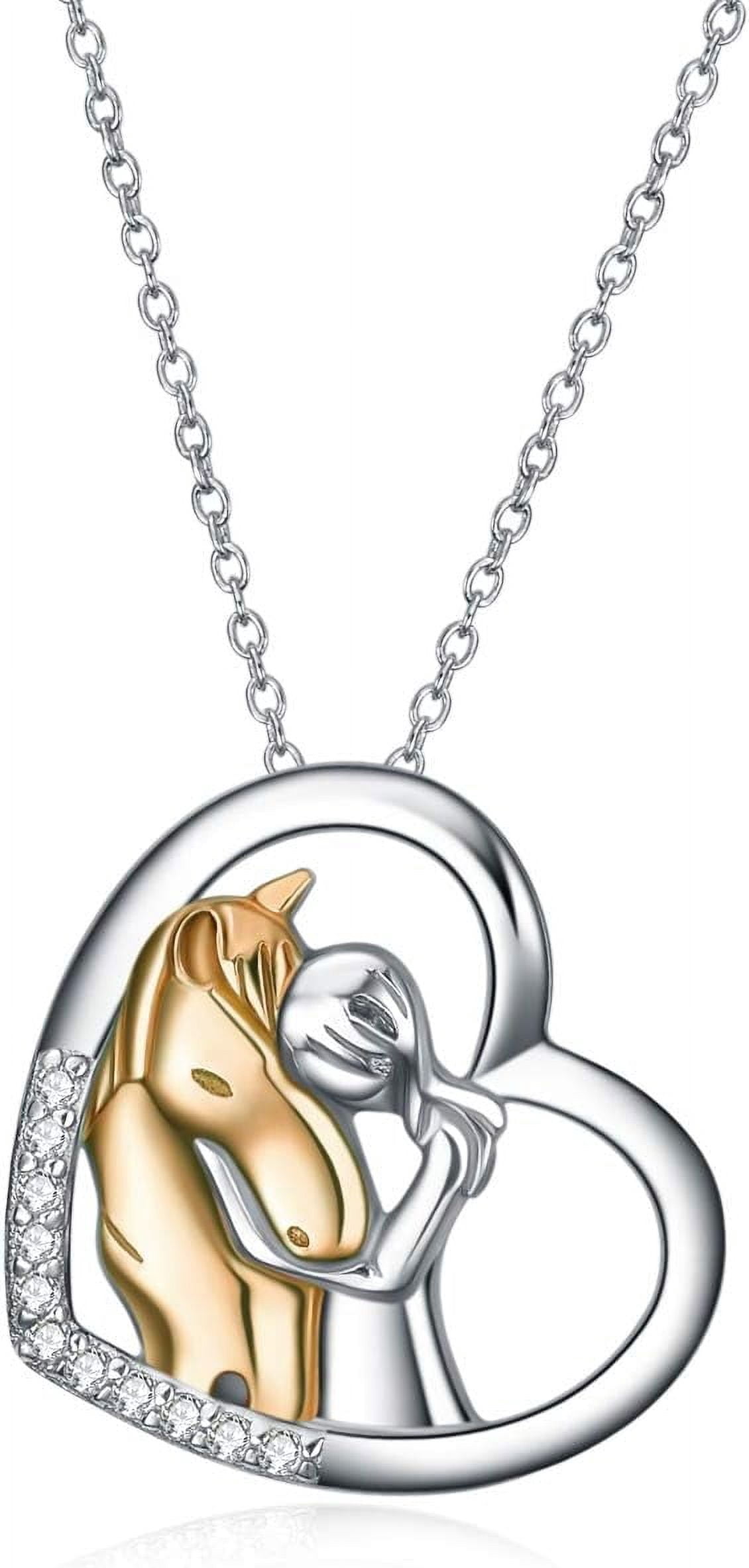YAFEINI Horse Pendant Necklace Jewelry 925 Sterling Silver Women Embrace Horse Gift For Women