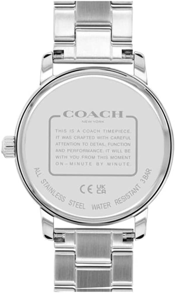 COACH 14000088 Grand Pink Logo Dial Silver Bracelet Band  display picture 2