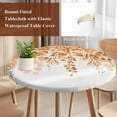 thumbnail image 3 of Orange Eucalyptus Leaves Round Tablecloth 36-44 Inch Round Fitted Table Cloth with Elastic Edge, Spring Floral Summer Botanical Waterproof Table Cover Protector for Outdoor Picnic Party Dining, 3 of 6