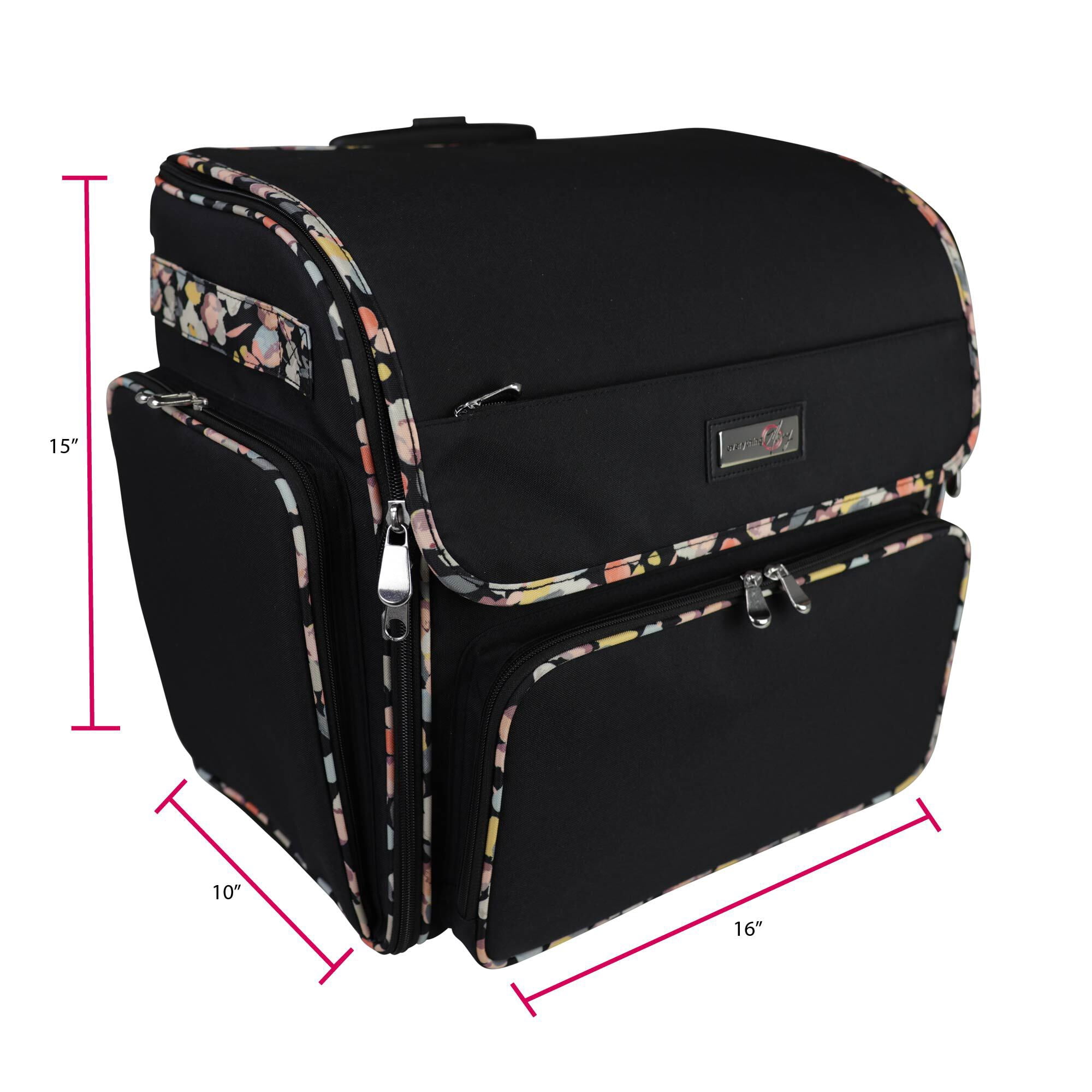 Deluxe Collapsible Rolling Scrapbook Case, Black  Floral