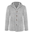 thumbnail image 4 of ohmzyzo Mens Sherpa Cardigans Winter Fleece Hooded Open Front Coats Thick Warm Hooded Jacket Coats Casual Solid Color Button Down Tops Gray L, 4 of 5