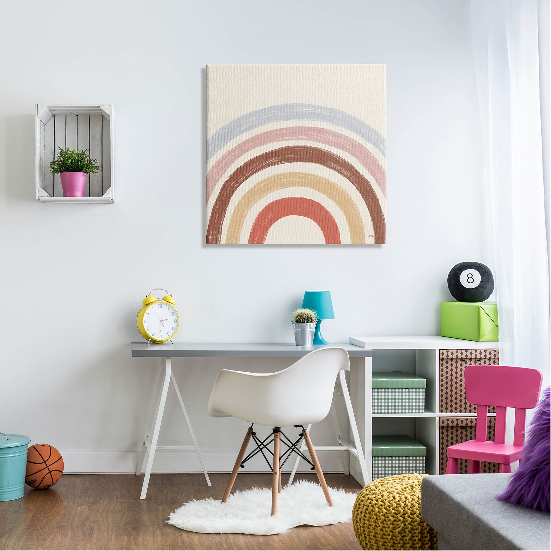 Stupell Industries Neutral Tones Arched Rainbow Stripes Graphic Art Gallery Wrapped Canvas Print Wall Art, Design by Brinley Designs