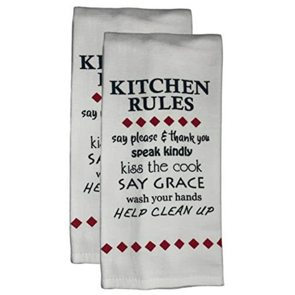 2 Pcs, 100% Cotton Over Sized Funny Kitchen Rules- say please  thank you speak
