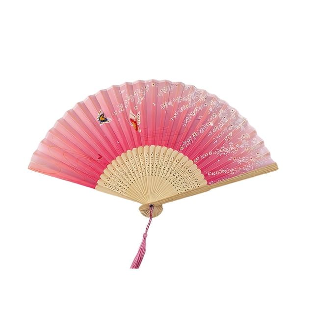Paper Fan Decorations Classical Antique Style Folding Fan with Tassel for Stage Props and Wedding
