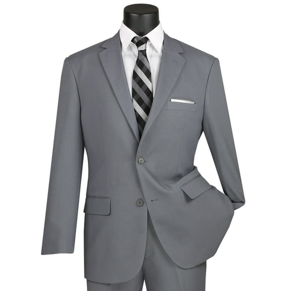 LUCCI Men's Gray 2-Button Classic-Fit Poplin Polyester Suit - NEW - 34R