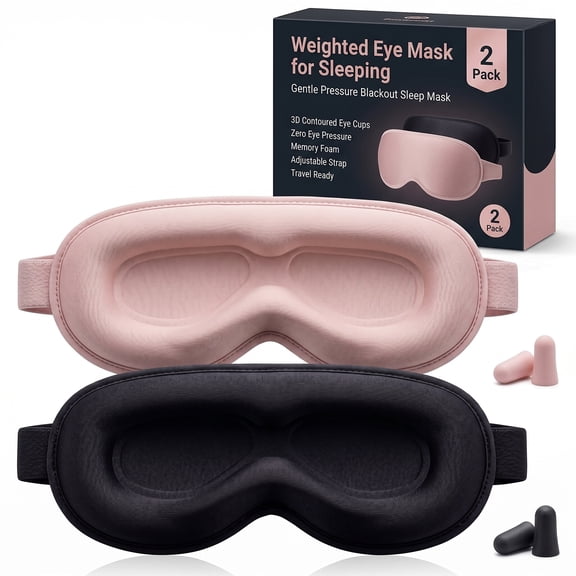 FACEMOON Comfort Weighted Sleep Mask 2 Pack Blackout Memory Foam Zero Pressure Lash Friendly Sleep Essential Travel