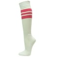 thumbnail image 3 of Couver White Triple Stripes Baseball Softball Athletic Tube Knee High Socks, Bright Pink Medium, 3 of 7