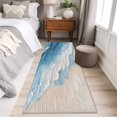 thumbnail image 5 of Abstract Oil Washable Runner Rugs 2'x6', Painting Style Blue Beige Gradient Wave Beach Low Pile Throw Entryway Rug Non-Slip Sturdy Edge Binding Carpet for Indoor Bedside Entrance Bedside, 5 of 9