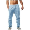 thumbnail image 1 of Pantalons pour Hommes Chino Cargo Mode Coton Lin Pantalons Décontractés devant Plat Été Respirant, 1 of 6
