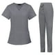 thumbnail image 2 of Uniformes de enfermería, conjunto quirúrgico, ropa de trabajo de enfermería, camiseta de enfermería, pantalones, uniforme médico femenino Gris L, 2 of 9
