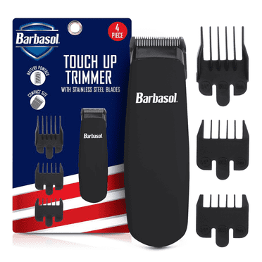 Barbasol Battery Powered Compact Touch Up Trimmer with Precision Stainless Steel Blades and 3 Guide Combs