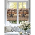 thumbnail image 4 of Texas Star Vintage Sheer Curtains 54 Inch Length 2 Panels Set Window Treatments, Berry Dark Brown Wooden Rod Pocket Semi Curtains for Living Room/Bedroom/Kitchen Décor, 104"W x 54"L, 4 of 7