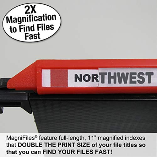 Ultimate Office MagniFile™ Hanging File Folders V Base Letter Size with 11 inch Magnified Indexes That Double The Size of Your File Titles to Find Files Fast. (Set of 10 Assorted)