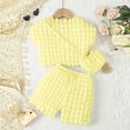 thumbnail image 6 of Baiways 2 PCS Girls Trendy Outfits, Young Girls' Lovely Popcorn Textured Short Sleeve Crew Neck Top + Shorts With Bag Set For Summer Clothes Gift, 6 of 7