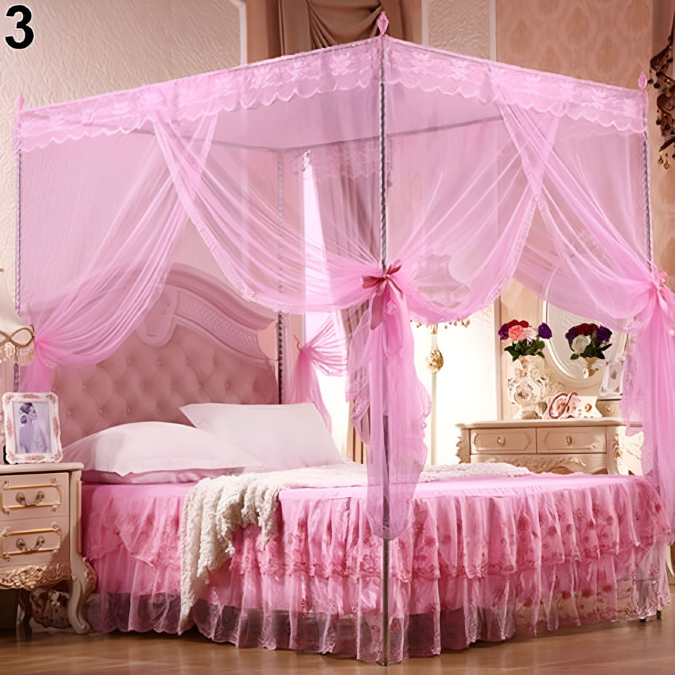 LAMIRO Square Bed Canopy for Girls (1 Count)