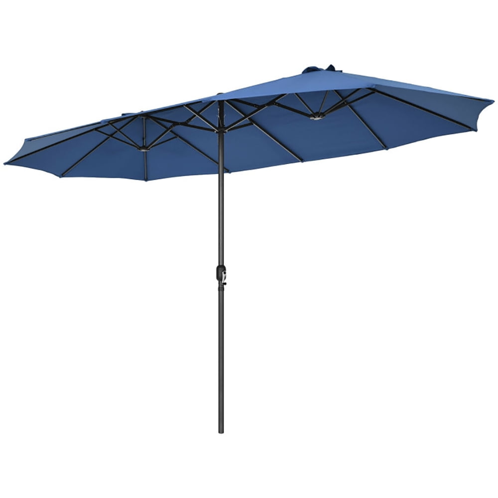 Aimee Lii 15 Feet Patio Double-Sided Umbrella with Hand-Crank System, Sunbrella Patio Umbrellas, Navy