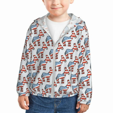 

Qekee Donkey Print UPF 50+ Kids Sun-Protective Hooded Long Sleeve Rash Guard for Fishing Water Beach Sports -4 Years