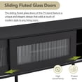 thumbnail image 3 of AESTTY Furniture Chic Elegant Design TV Stand with Sliding Fluted Glass Doors, Slanted Drawers Media Console for TVs Up to 75", Modern TV Cabinet with Ample Storage Space, Black, 3 of 7