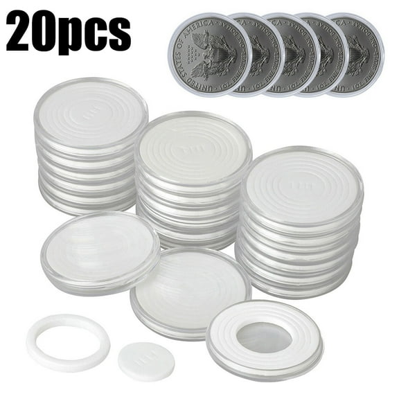 D-GROEE Coin Collection Supplies, Coins Case, 46mm ID, 20 Pack, PS Clear Silver Eagle Protector, Airtight Capsules, Tight Treasures Storage Containers for Awards Ceremony