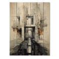 thumbnail image 3 of Designart "Bold Symmetry Grey Bridge" Cityscapes Print on Natural Pine Wood, 3 of 5