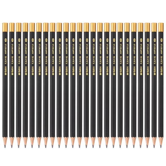 Lápices Triangulares de Madera Uxcell, 24 Pcs Lápices 2B Lápices de Grafito Redondos para Aula, Suministros de Oficina para Maestros, Negro Oro