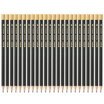 Uxcell Wooden Triangular Pencils, 24 Pcs 2B Pencils Graphite Round Pencils for Classroom Teacher Office Supplies, Black Gold