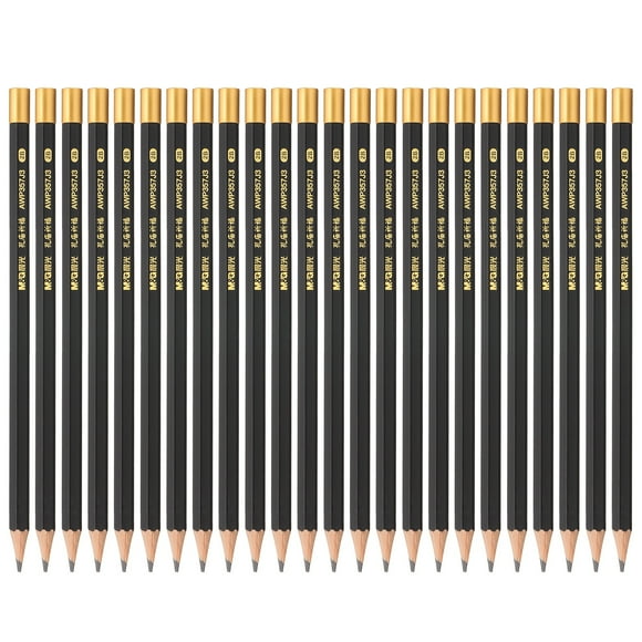 Lápices Triangulares de Madera Uxcell, 24 Pcs Lápices 2B Lápices de Grafito Redondos para Aula, Suministros de Oficina para Maestros, Negro Oro