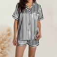 thumbnail image 5 of WAYUTE Short Sets Women 2 Piece Outfits Short Sleeve Stpried V Neck Button Down Shirts and Shorts Set Comfortable Home Outfit Loungewear Sets, 5 of 7