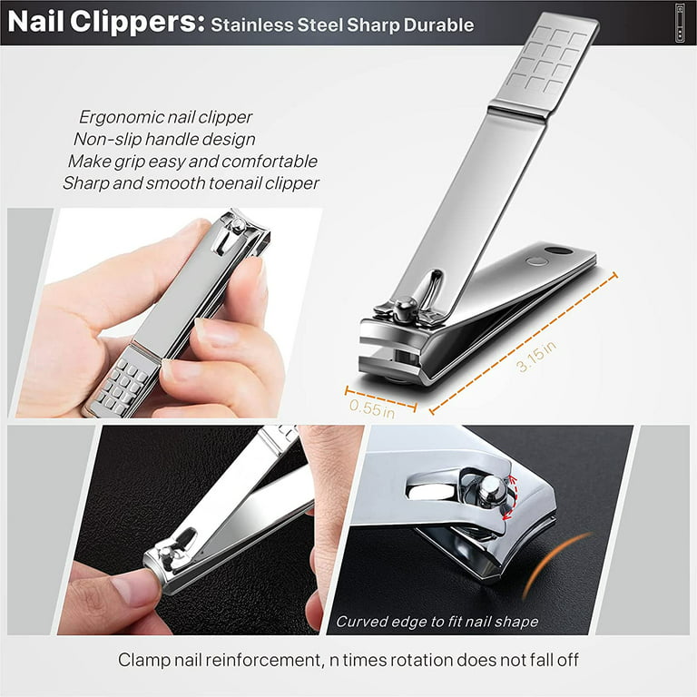 Toenail Clippers for Seniors Thick Toenails, Toe Nail Clippers Adult Thick  Nails Long Handle, Heavy Duty Nail Clippers Kit 6Pcs Black