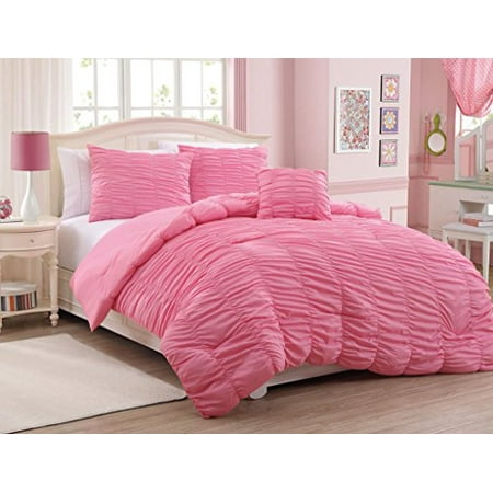 3 Piece Twin Mandy Ruffle Comforter Set Pink Walmart Com