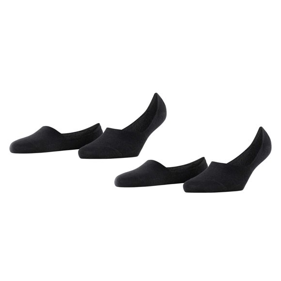 Burlington Calcetines para Mujer, paquete de 2 - Para todos los días IN, talón antideslizante, color sólido Negro 35-36