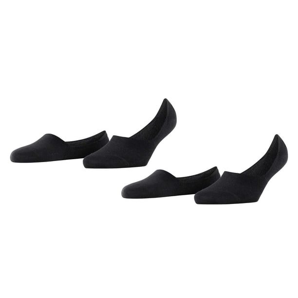 Burlington Calcetines para Mujer, paquete de 2 - Para todos los días IN, talón antideslizante, color sólido Negro 37-38