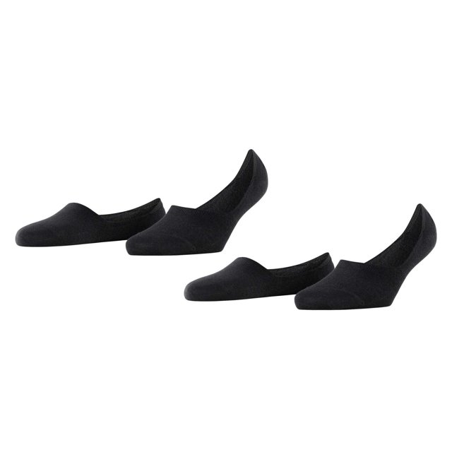 Burlington Calcetines para Mujer, paquete de 2 - Para todos los días IN, talón antideslizante, color sólido Negro 35-36
