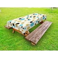 thumbnail image 1 of Abstract Outdoor Tablecloth, Trippy Geometric Circles Dotted Gold Rounds on Zig Zag Lined Background Artwork Print, Decorative Washable Fabric Picnic Tablecloth, 58 X 120 Inches, Aqua, by Ambesonne, 1 of 2