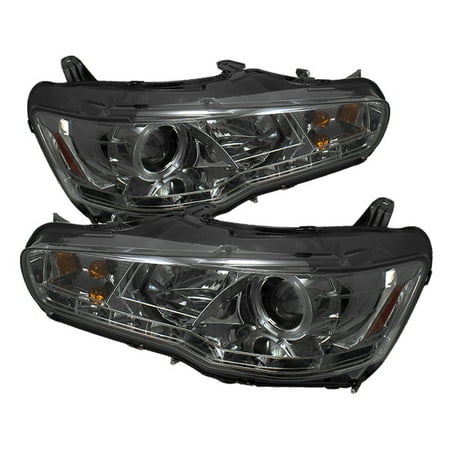 Spyder Mitsubishi Lancer / EVO-10 08-14 Projector Headlights - Halogen Model Only ( Not Compatible With Xenon/HID Model ) - LED Halo - DRL - Smoke