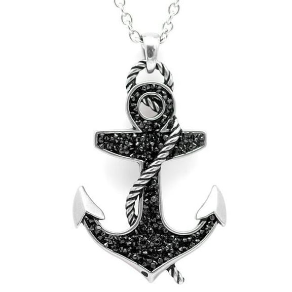Controse CN099 Black Stoned Anchor Necklace