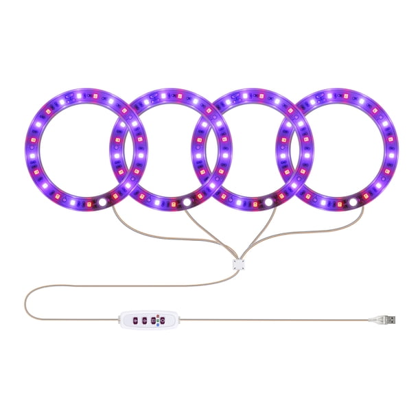 Lámpara de crecimiento de plantas Irfora Las plantas LED de cuatro cabezas crecen luz USB Phyto Lámpara para plantas Lámpara de espectro completo para plantas de interior Plantas de semillero Luz de c Irfora Lámpara de crecimiento de plantas