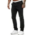 thumbnail image 3 of MRULIC jeans for men Slim Waist Full Trousers Men's Casual Solid Mid Pocket Length Fashion Pant Men's pants Men Casual Pants Black + L, 3 of 9