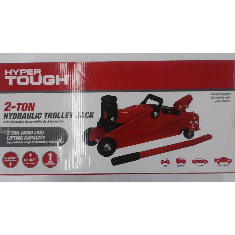 Hyper Tough 2 Ton Red Hydraulic Trolley Jack for Vehicle Lifting