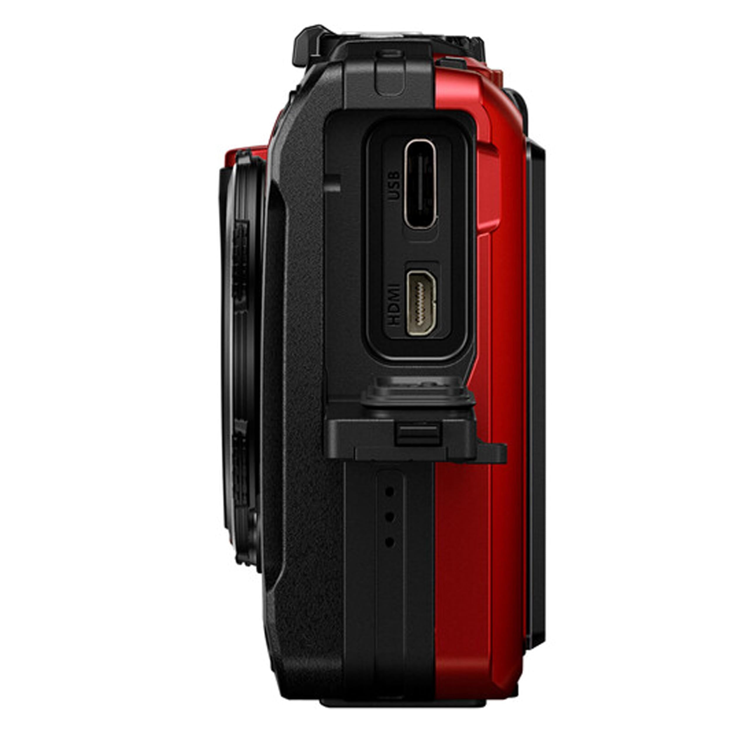 OM SYSTEM Tough TG-7 Digital Camera, 12 MP, 2x Digital Zoom, Waterproof, Red, with 128GB Extreme PRO Memory (Rugged Bundle)