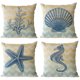 thumbnail image 1 of Fundas de almohada de playa, paquete de 4 fundas de almohada de algodón y lino náutico, funda de cojín costera con tema marino, 18.0 x 18.0 in Adepaton WMPH-1623, 1 of 9