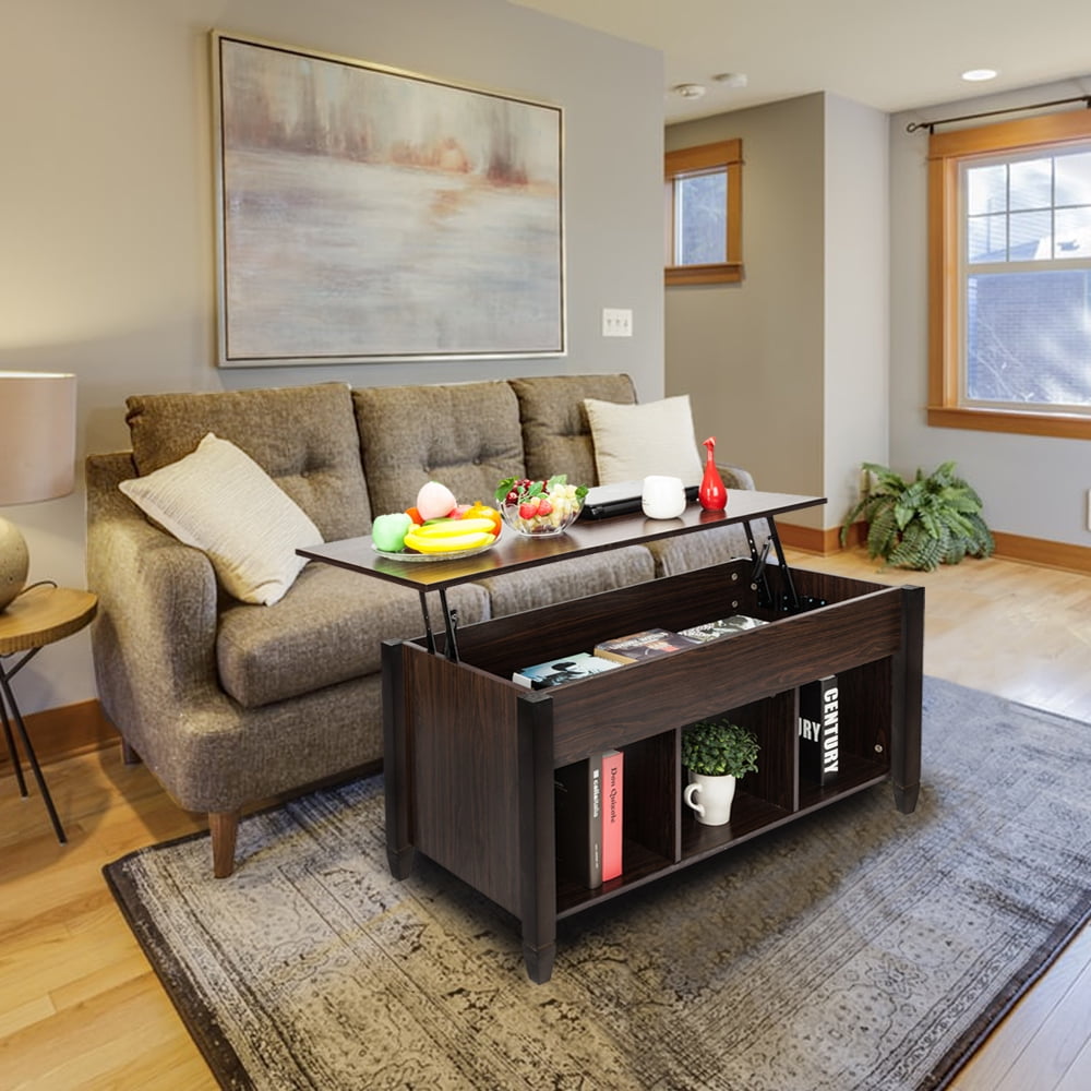 Lowestbest Solid Wood Lift Top Coffee Table, Storage Coffee Table for Living Room, Bedroom