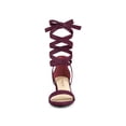 thumbnail image 6 of BLISSFUL STEP Women's Opened Toe Block Heel Lace up Dress Sandals Burgundy 9.5, 6 of 8